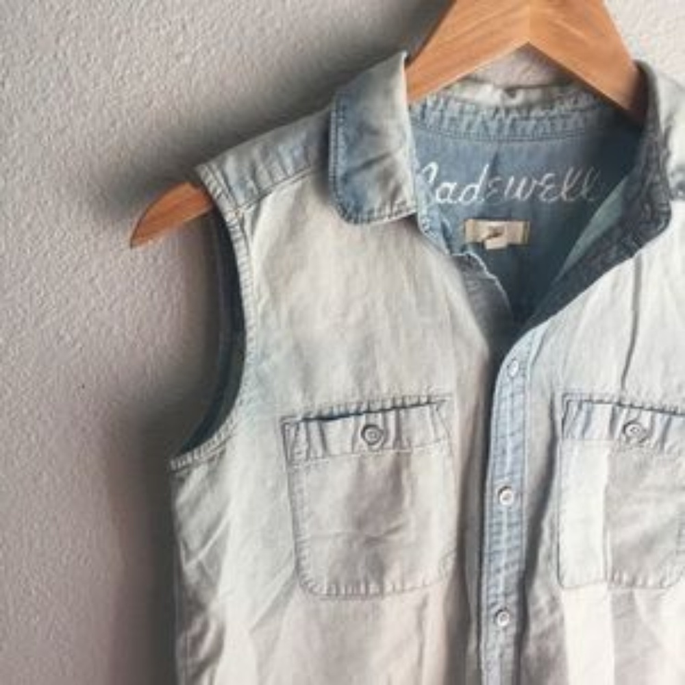 Madewell Chambray Button-Up Sleeveless Top Sz Sm